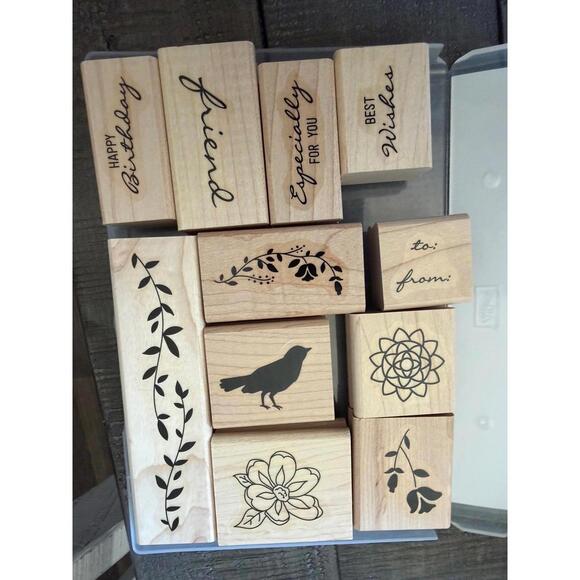 Stampin’ Up Botanical Bliss wood block rubber stamp set - Picture 2 of 6